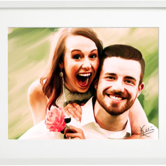 Custom Digital Portrait Painting in frame