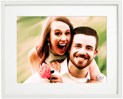 Custom Digital Portrait Painting in frame